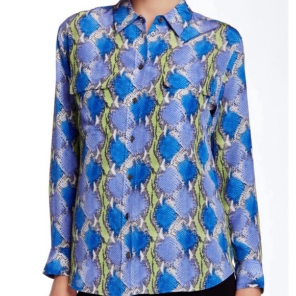 Equipment Tops - Equipment Signature Silk Python Print Blouse